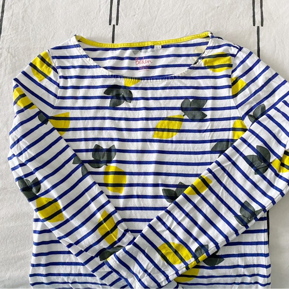 Boden lemon & stripe shirt